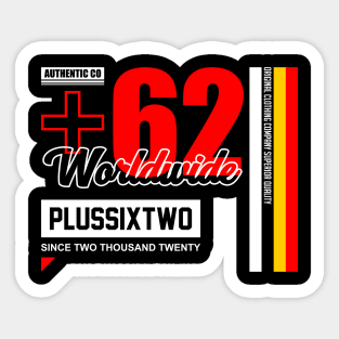 +62 worldwide authentic clothing Sticker